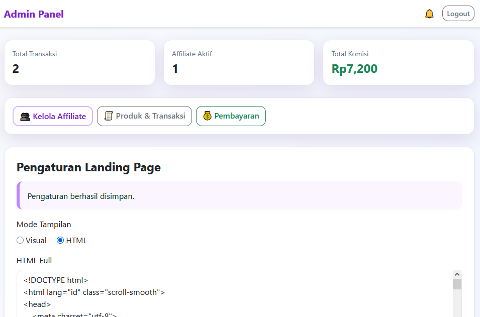 Dashboard Utama